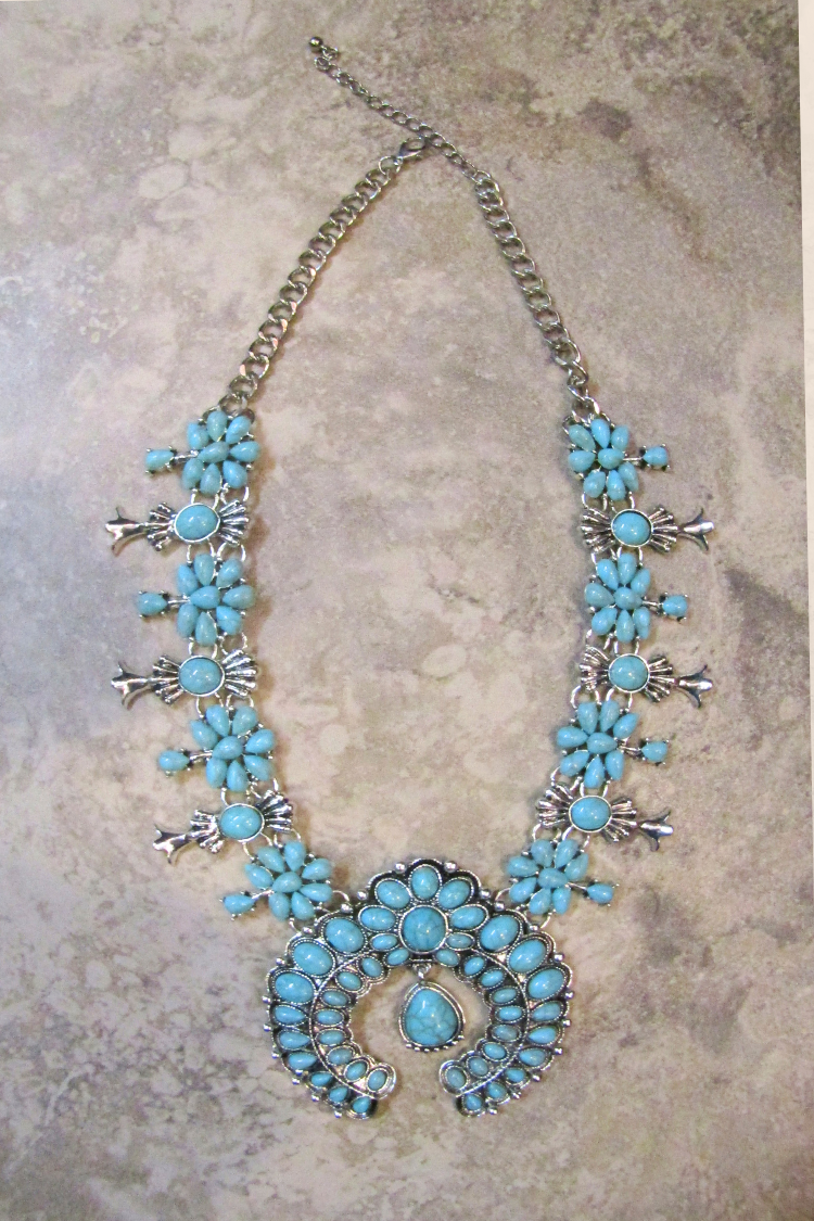 Squash Blossom Turquoise Western Necklace
