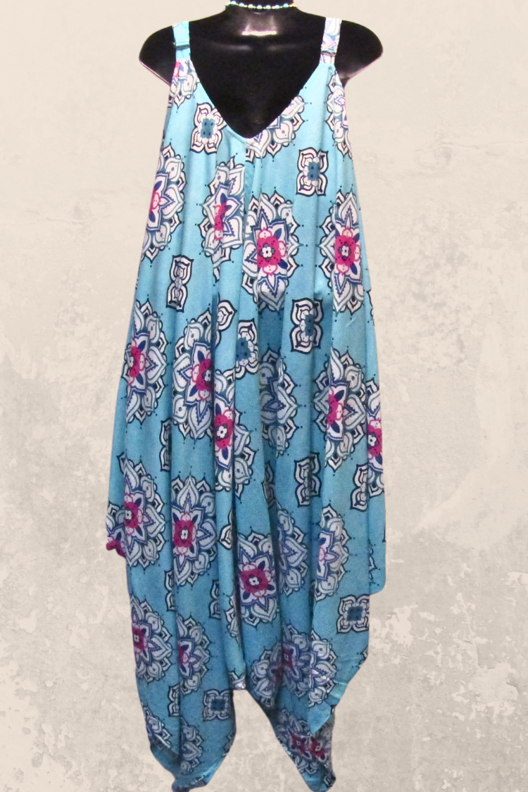 Jazzy Jumpsuit in a Turquoise Mandala Print